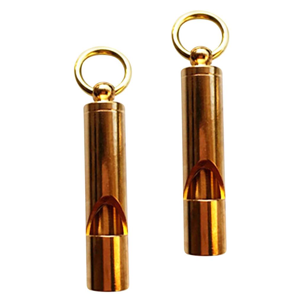 2Pcs Portable Solid Brass Whistle for Scuba Diving Camping Hiking Sports