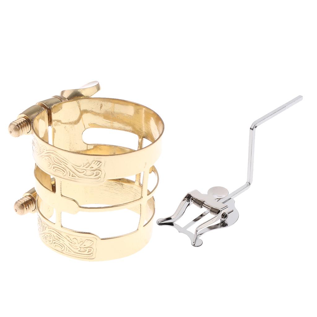 Alto Sax Metal Mouthpiece Pipe Clip Gold+Alto Sax Music Lyre Sax Lyre Clamp
