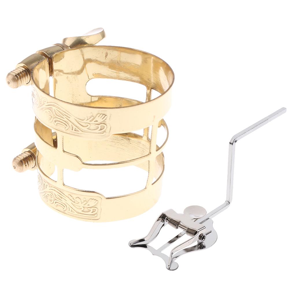 Alto Sax Metal Mouthpiece Pipe Clip Gold+Alto Sax Music Lyre Sax Lyre Clamp