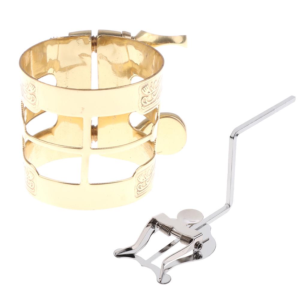Alto Sax Metal Mouthpiece Pipe Clip Gold+Alto Sax Music Lyre Sax Lyre Clamp