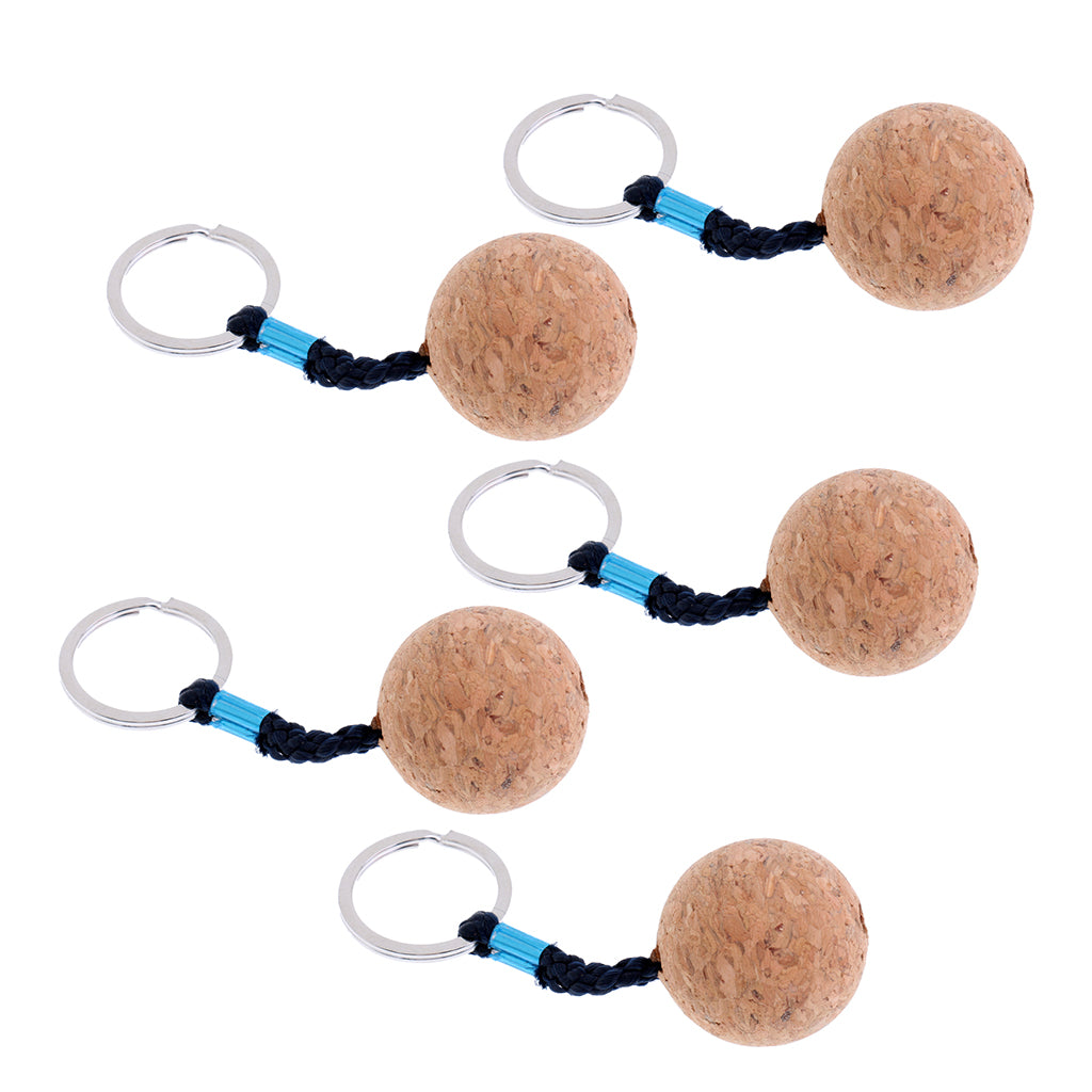 5PCS 3.5cm Floating Cork Keyring Water Buoyant Key Ring Marine Sailing Boat