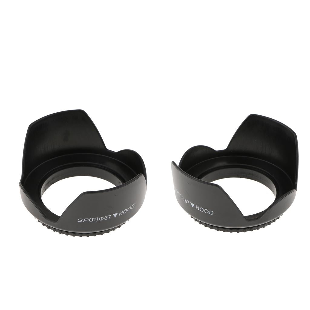 2X 67mm Screw Mount Reversible Tulip Flower Crown Petal Shaped Lens Hood