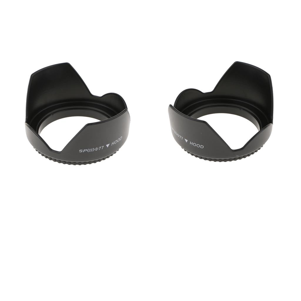 2 Pcs 77mm Screw Mount Reversible Tulip Flower Crown Petal Shaped Lens Hood