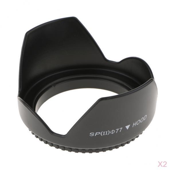 2 Pcs 77mm Screw Mount Reversible Tulip Flower Crown Petal Shaped Lens Hood