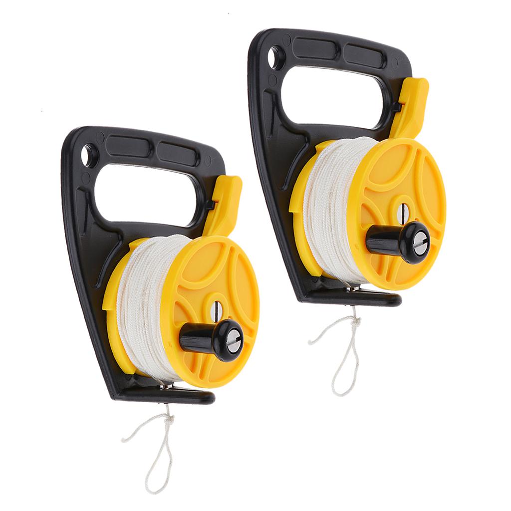 2PCS Dive Reel 150ft Underwater Scuba Diving Reel with Line Guide & Stopper