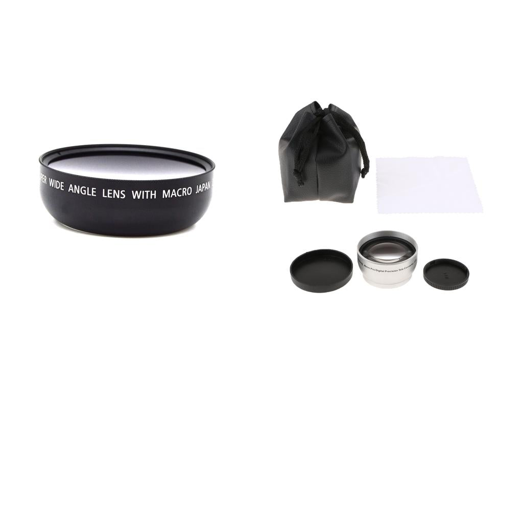 46mm 2X AF Telephoto Lens + 46mm 0.45x Wide Angle Lens for Panasonics DSLR