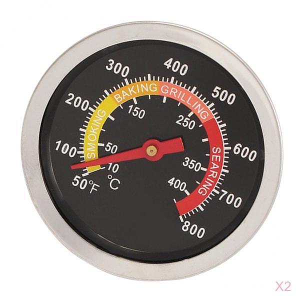 2Pcs BBQ Smoker Grill Thermometer Temperature Gauge 10-400 Degree