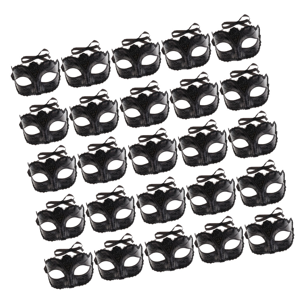 25 Pieces Women Mens Masquerade Ball Mask Venetian Party Eye Mask Black