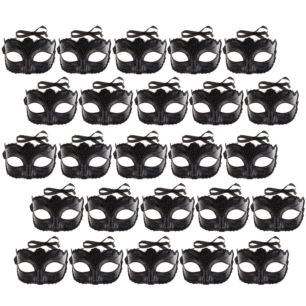 25 Pieces Women Mens Masquerade Ball Mask Venetian Party Eye Mask Black