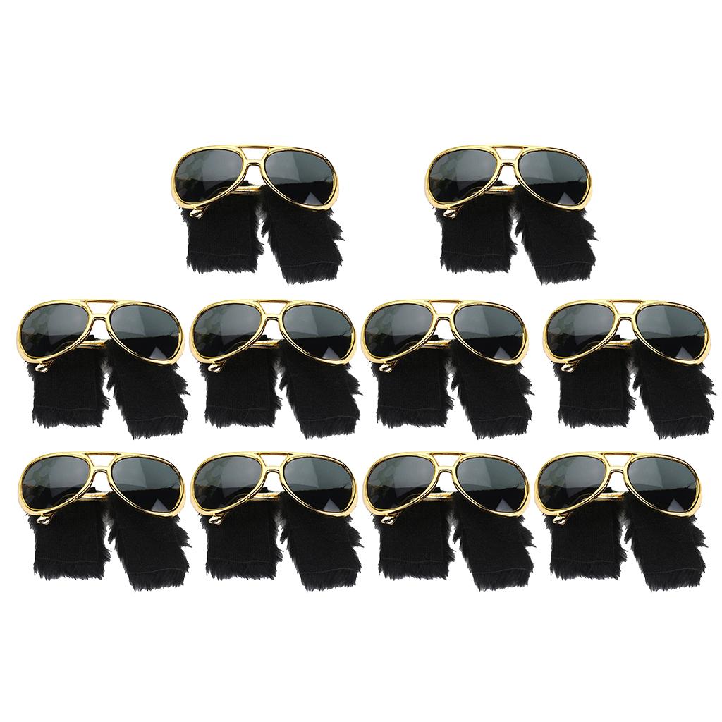 10Pcs Novelty Sunglasses with Funny Beard 70s Disco Party Costume Props