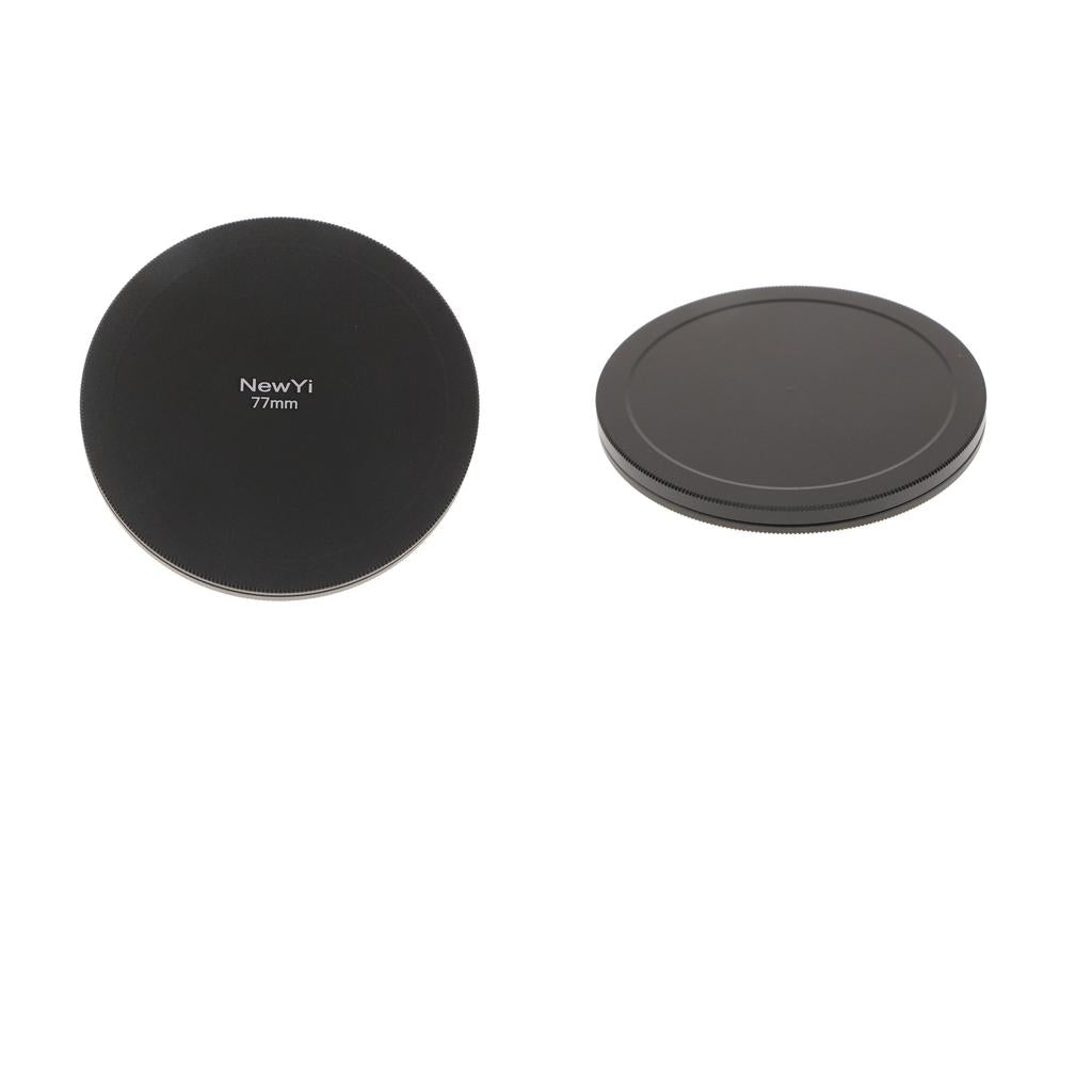 2x77mm Camera Lens Filter Storage Cap Case Metal Protection Box Cover Black
