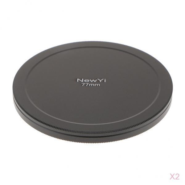 2x77mm Camera Lens Filter Storage Cap Case Metal Protection Box Cover Black