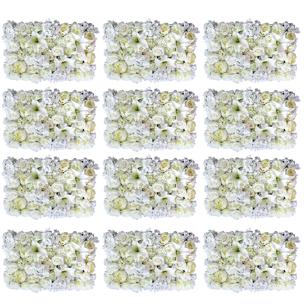 12x Artificial Rose Peony Lily Wall Panels Wedding Venue Decor Backdrops