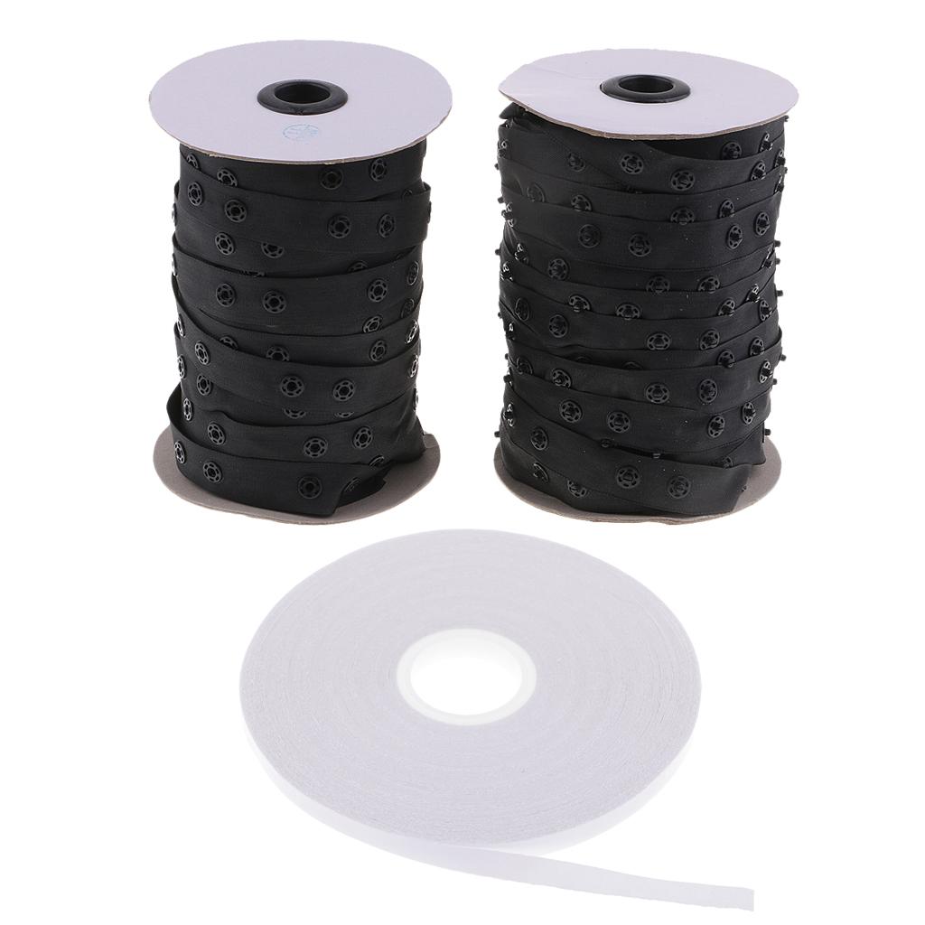 3Pcs White Double Sided Tape Quilting Tape Wash Away Tape Snap Fastener Tape