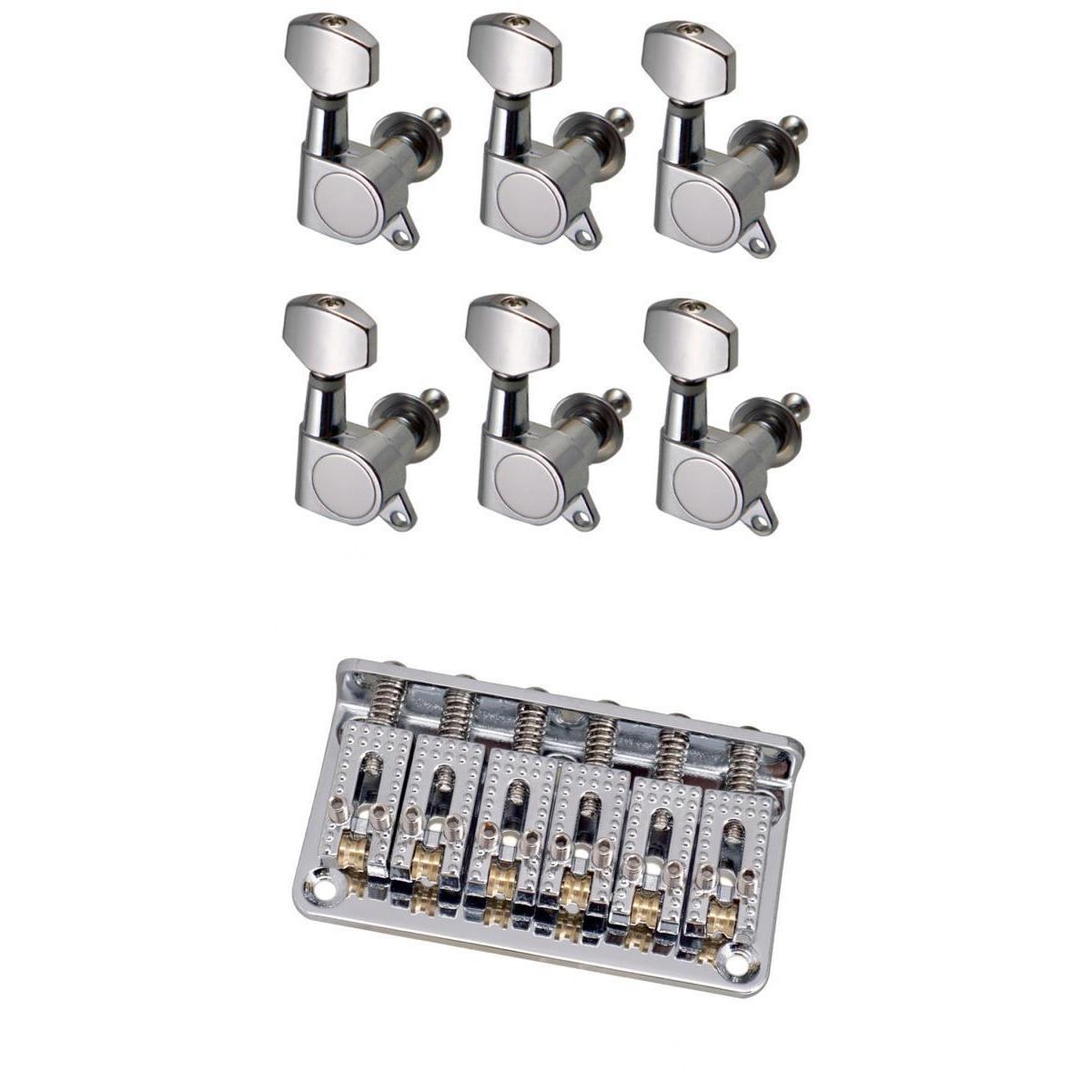 69mm Electric Guitar Fixed Hardtail Bridge+6R Sealed Gear Tuning Pegs Tuners