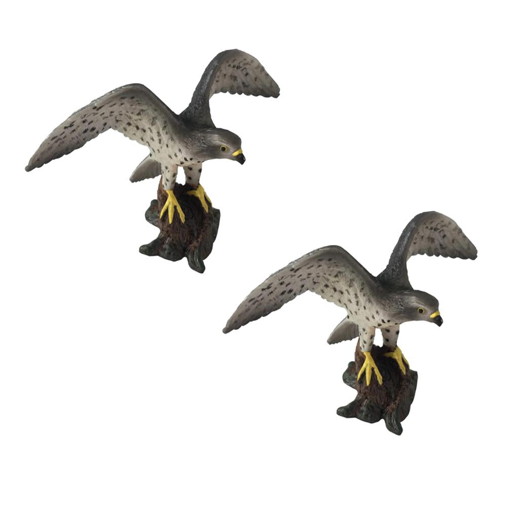 2Pieces Miniature Birds Model Figurine Statue Scupltue Toy Peregrine Falcon