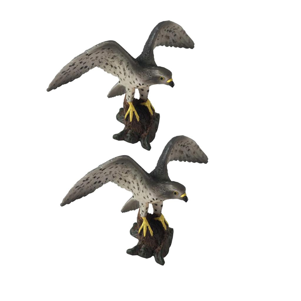 2Pieces Miniature Birds Model Figurine Statue Scupltue Toy Peregrine Falcon