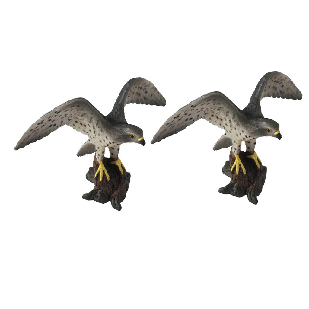 2Pieces Miniature Birds Model Figurine Statue Scupltue Toy Peregrine Falcon