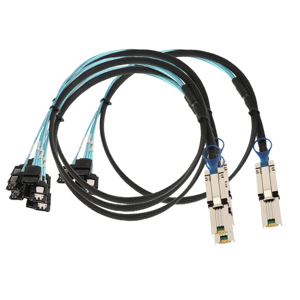 4x Mini-SAS 26P SFF-8088 TO 4xSATA 7Pin 6Gb/s Adapter Cable 30AGW & Latch 1M