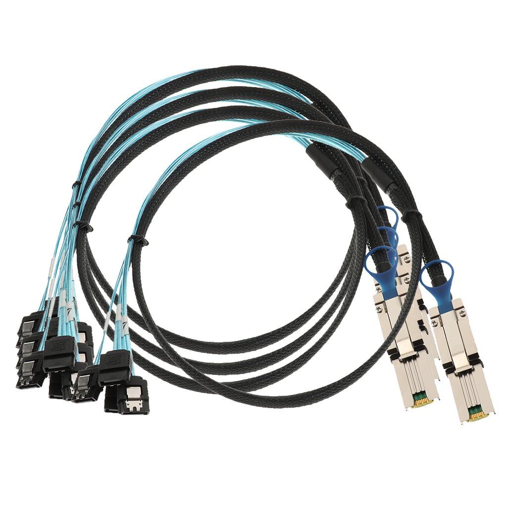4x Mini-SAS 26P SFF-8088 TO 4xSATA 7Pin 6Gb/s Adapter Cable 30AGW & Latch 1M