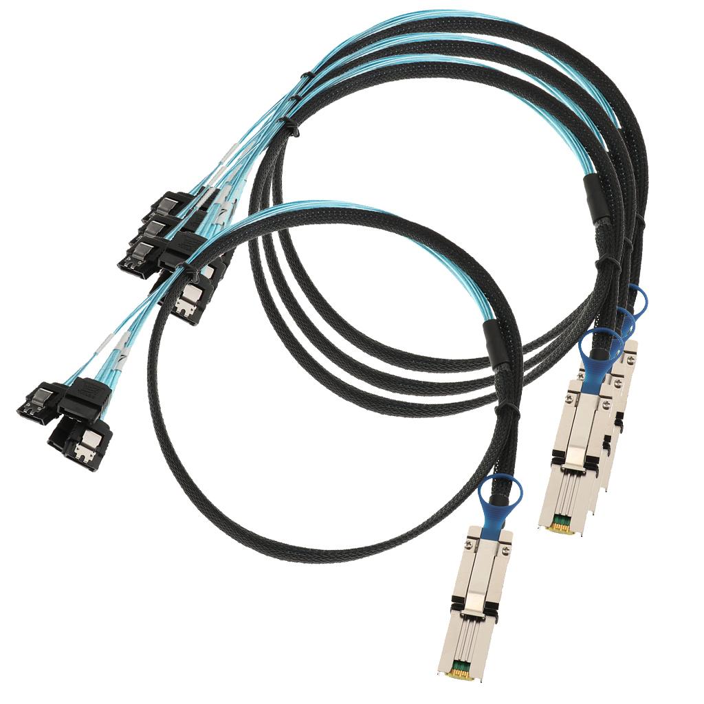 4x Mini-SAS 26P SFF-8088 TO 4xSATA 7Pin 6Gb/s Adapter Cable 30AGW & Latch 1M