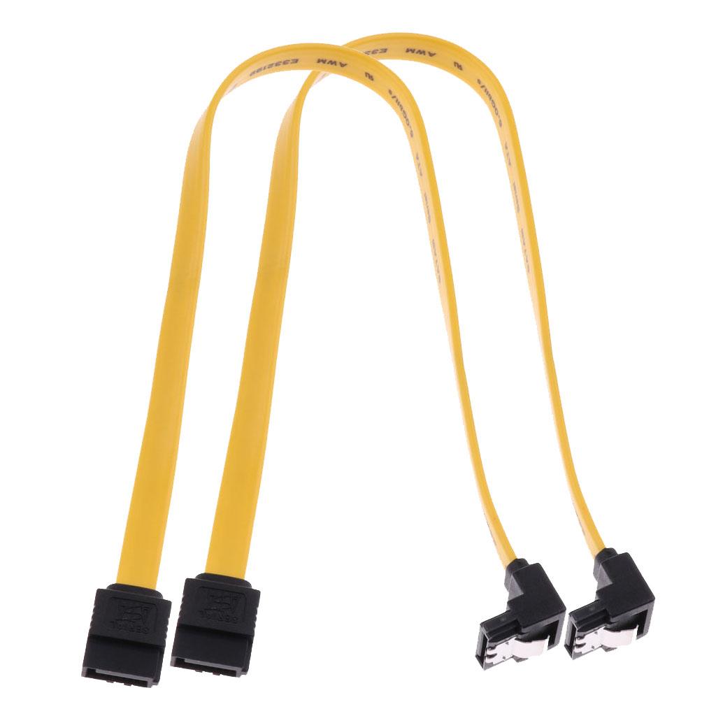 2xSATA III Data Drive Cable 6.0Gbps With Locking Latch 11.8''/30cm 90 Degree
