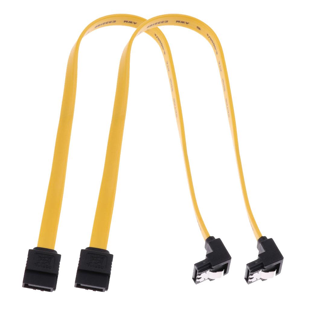 2xSATA III Data Drive Cable 6.0Gbps With Locking Latch 11.8''/30cm 90 Degree