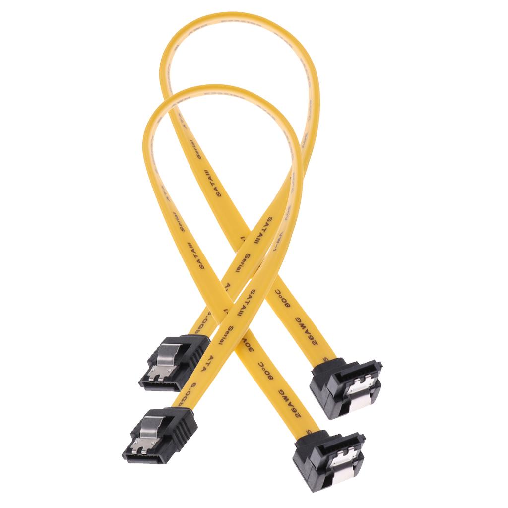 2xSATA III Data Drive Cable 6.0Gbps With Locking Latch 11.8''/30cm 90 Degree
