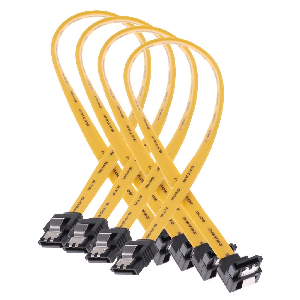 4x SATA III Data Drive Cable 6.0Gbps With Locking Latch 11.8''/30cm 90Degree