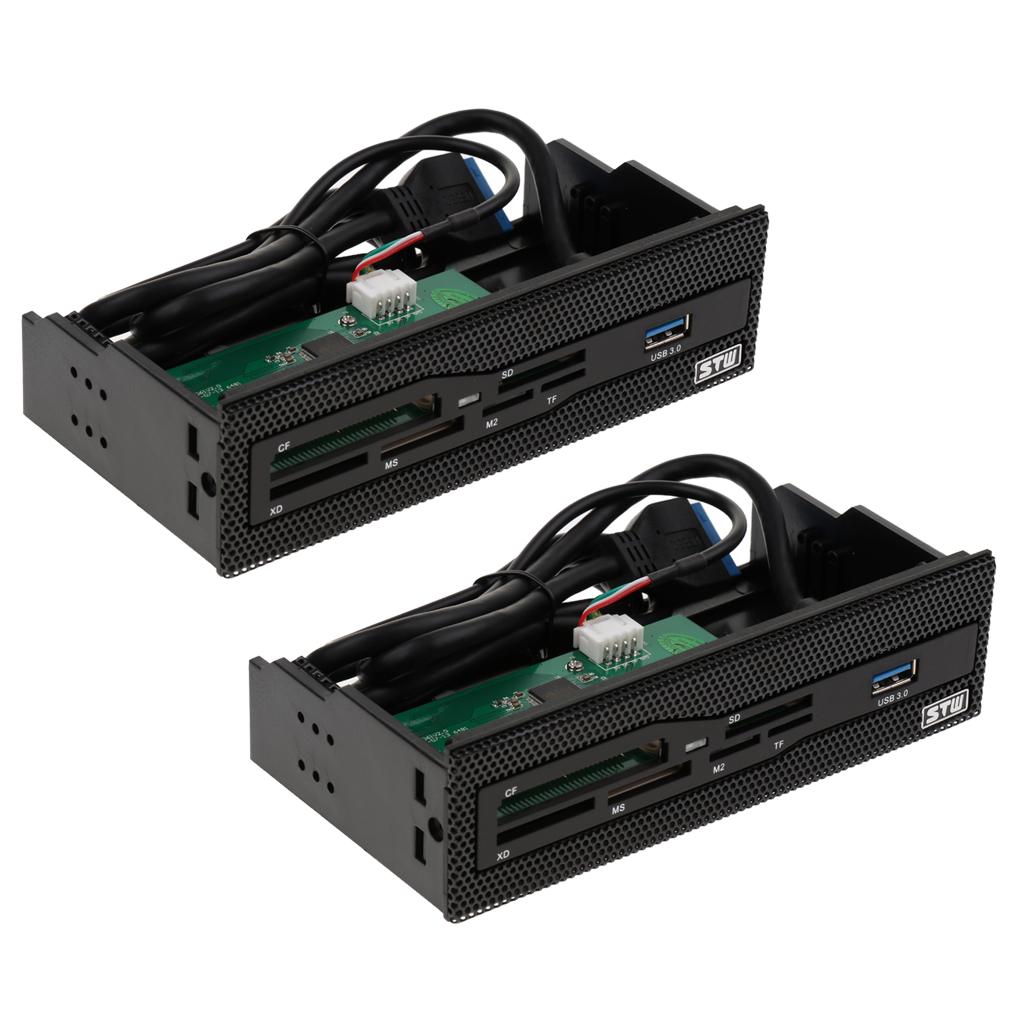 2Pcs 5.25'' USB3.0 Internal Card Reader Multi-card Front Panel for Desktop