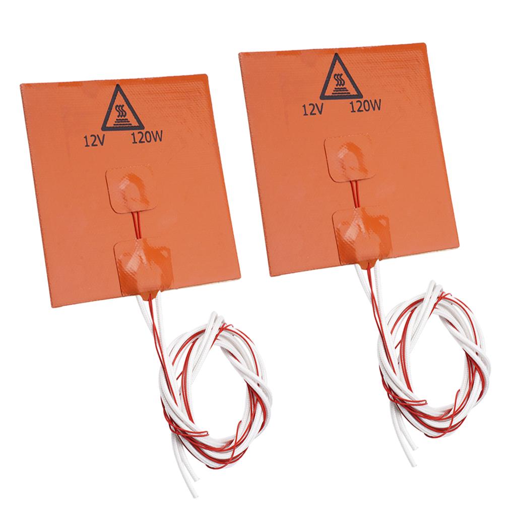 2x 12V 120*120mm 120W Rubber Silicone Heating Pad For 3D Printer Heated Bed