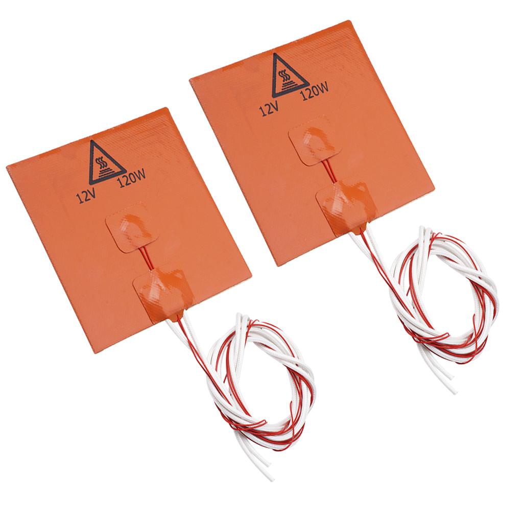 2x 12V 120*120mm 120W Rubber Silicone Heating Pad For 3D Printer Heated Bed