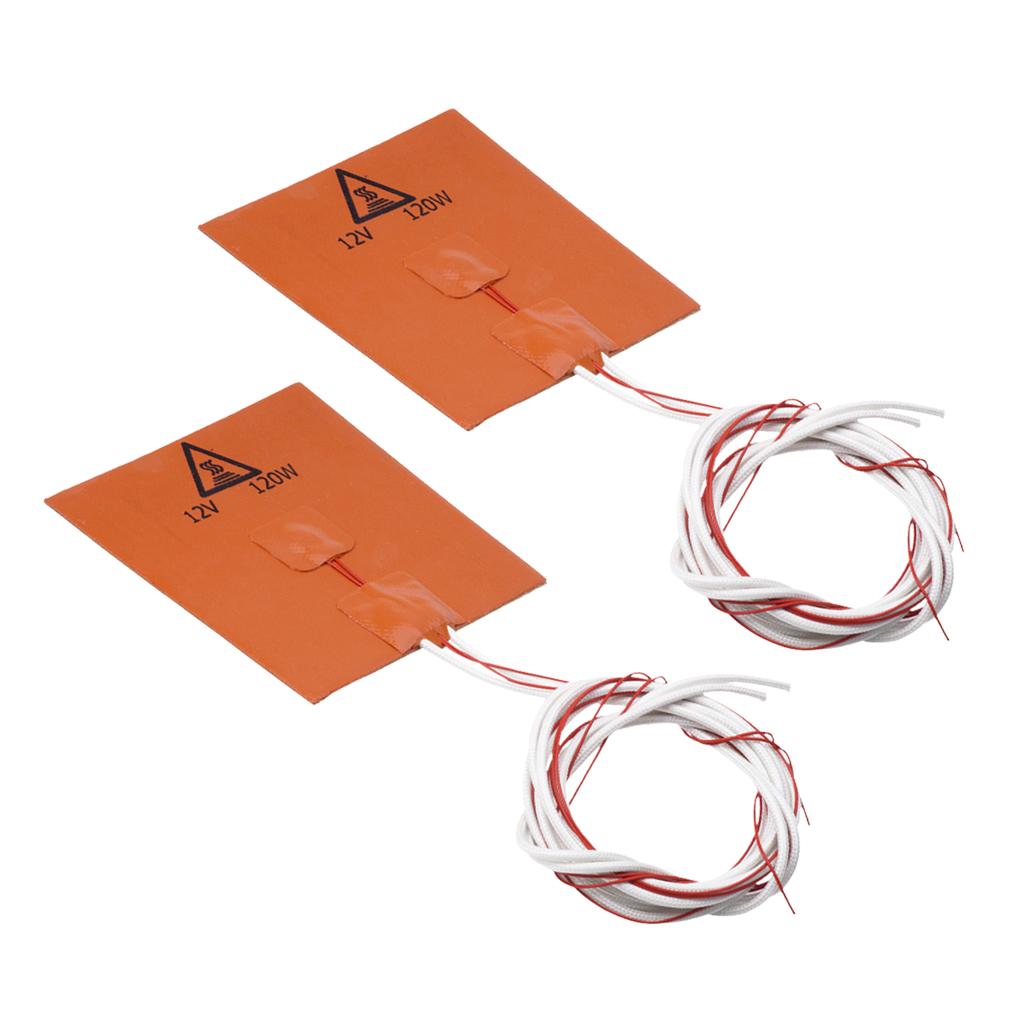 2x 12V 120*120mm 120W Rubber Silicone Heating Pad For 3D Printer Heated Bed