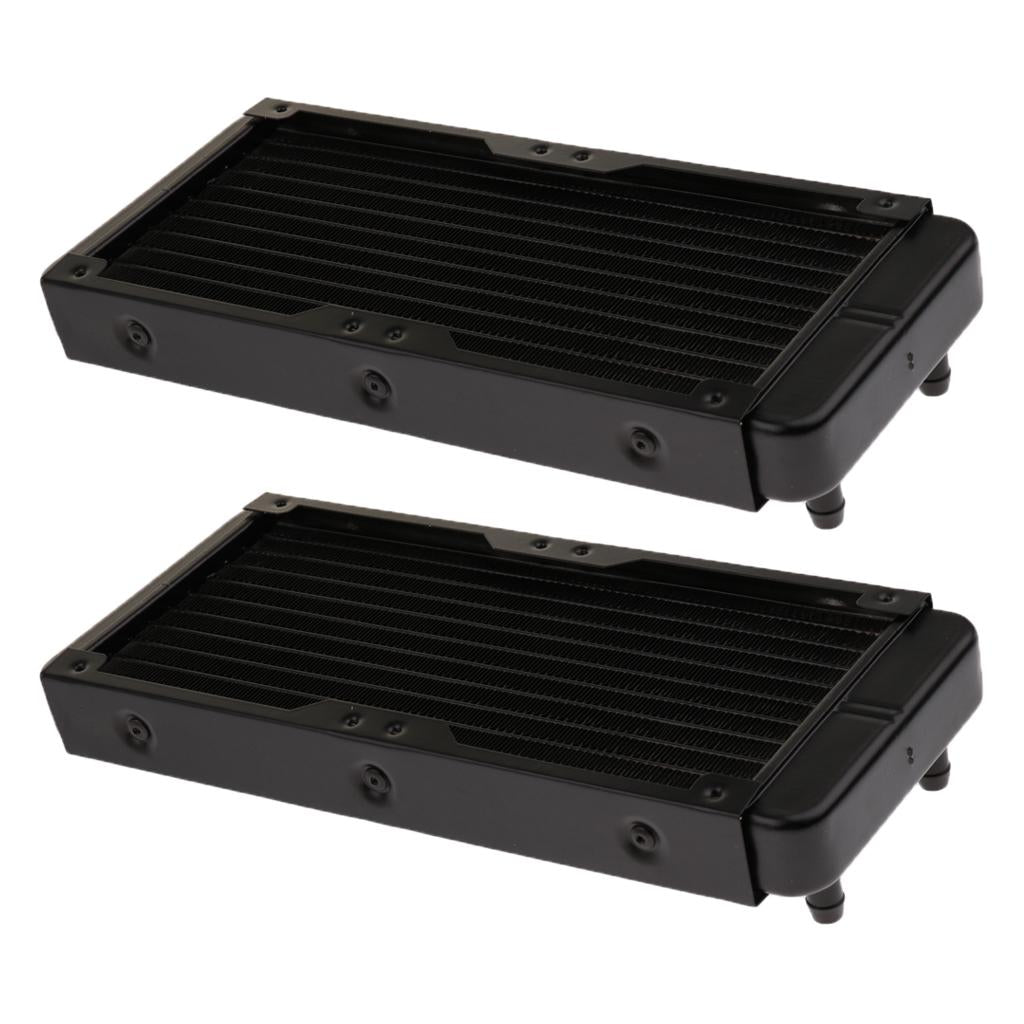 2xAluminum Radiator Water Heat Exchanger 10Pipe for CPU 240mm Straight mouth