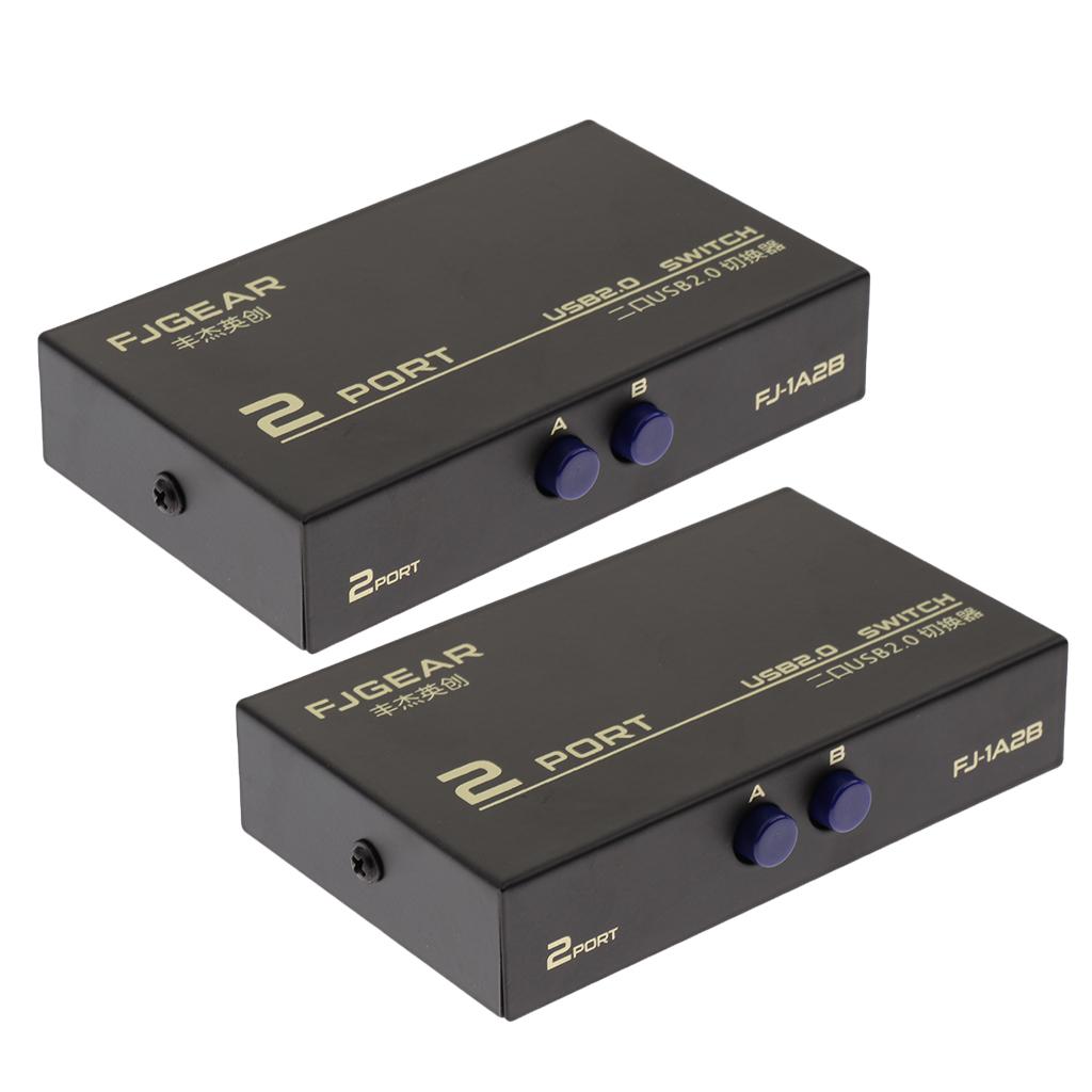 2Pack 2Port USB Manual Sharing Switch AB HUB Selector Switcher for Printer