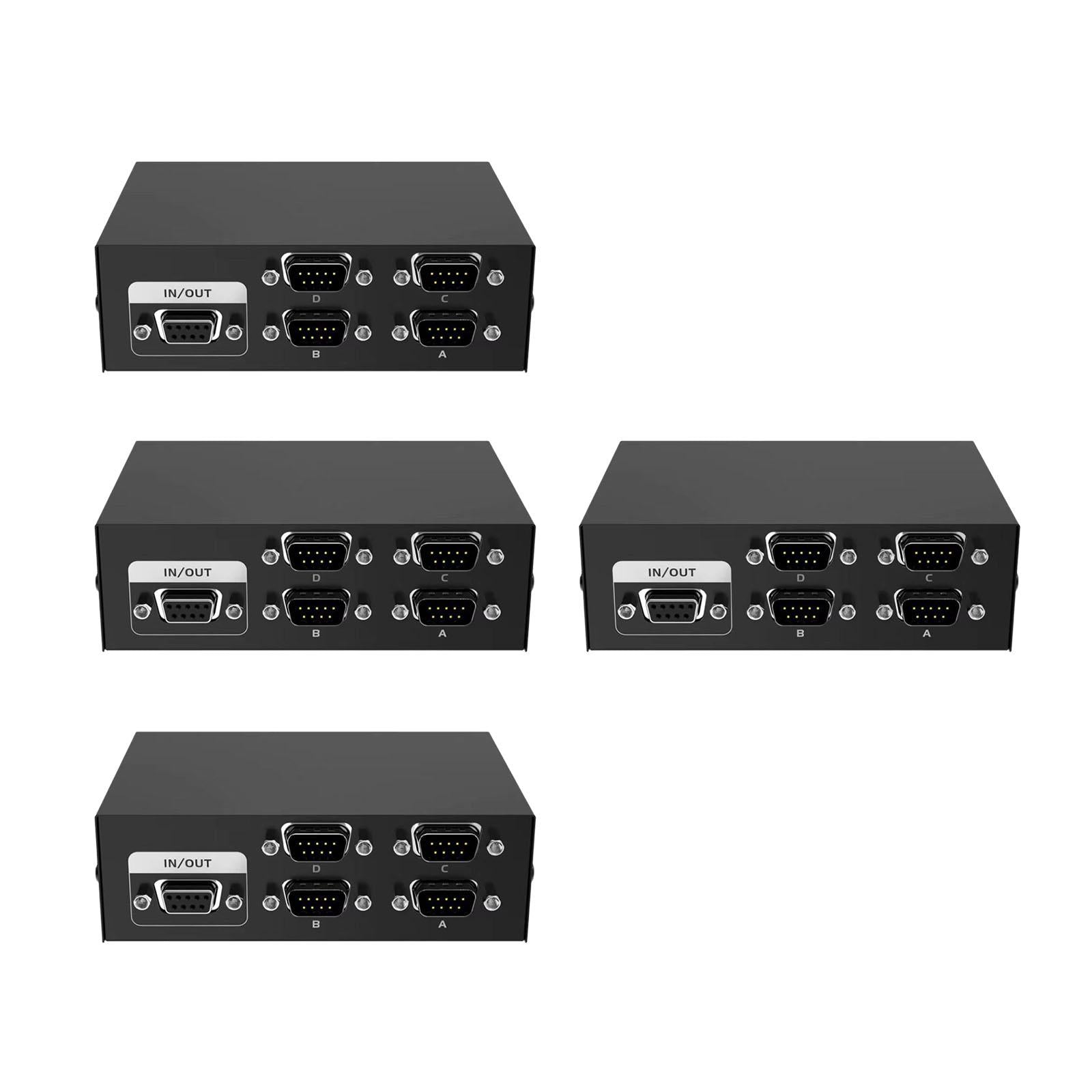 4xPrinter DB9 Pin Serial RS232 Switch Box Manual 4Port Data Sharing Switcher