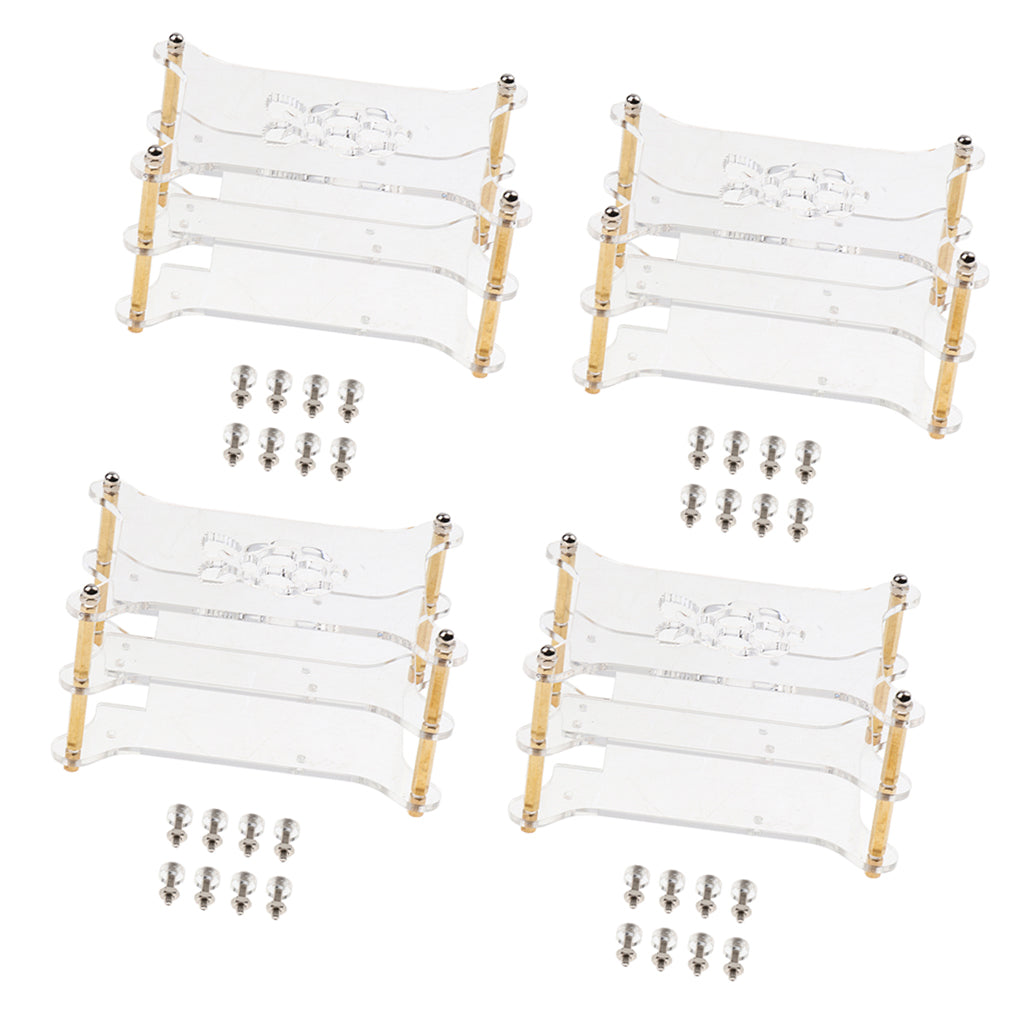 4Pack Acrylic Case Stack Enclosure Stackable Dog Bone Shape for Raspberry pi