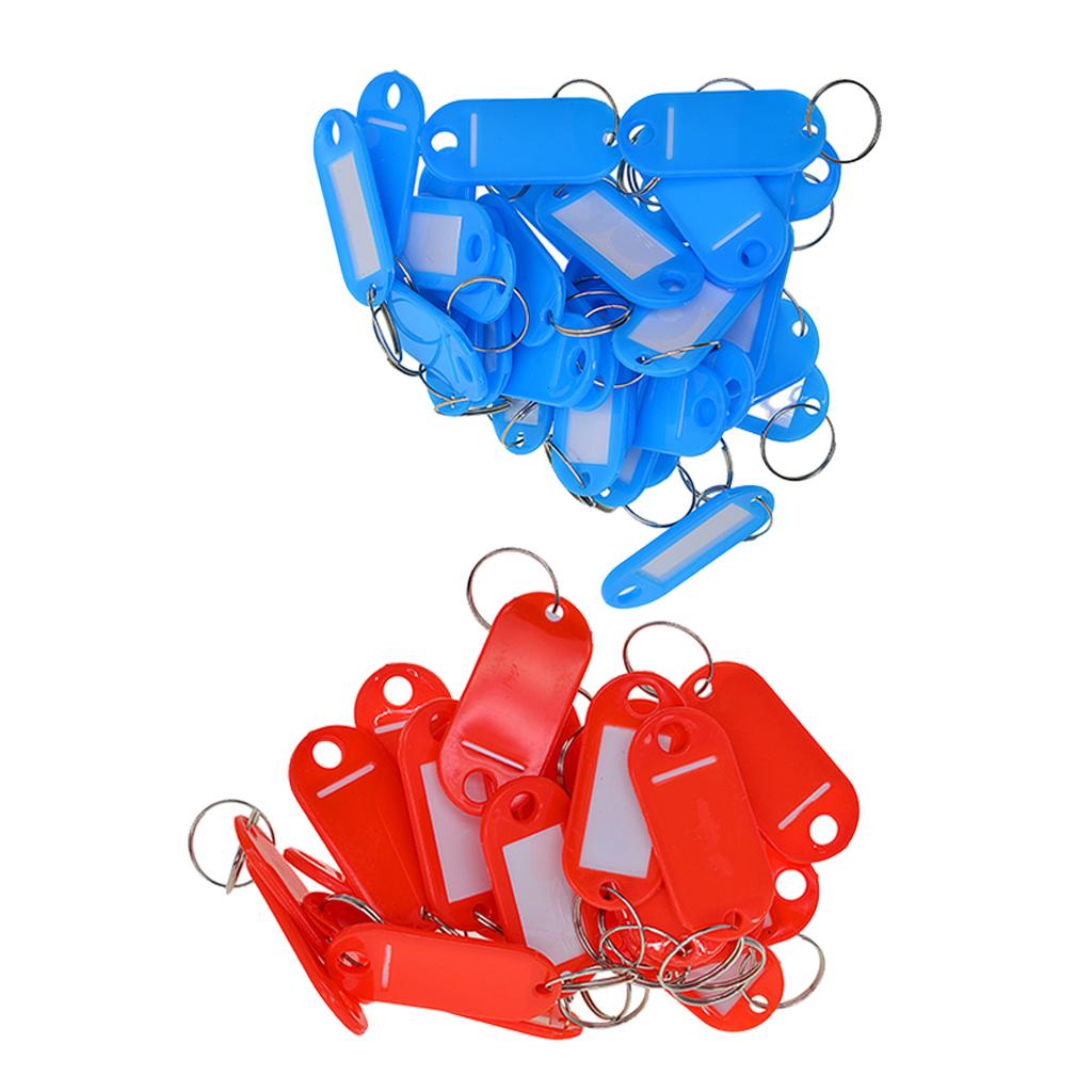 100x Removable Waterproof Key Tags ID Name Card Tags Mark Labels Red + Blue