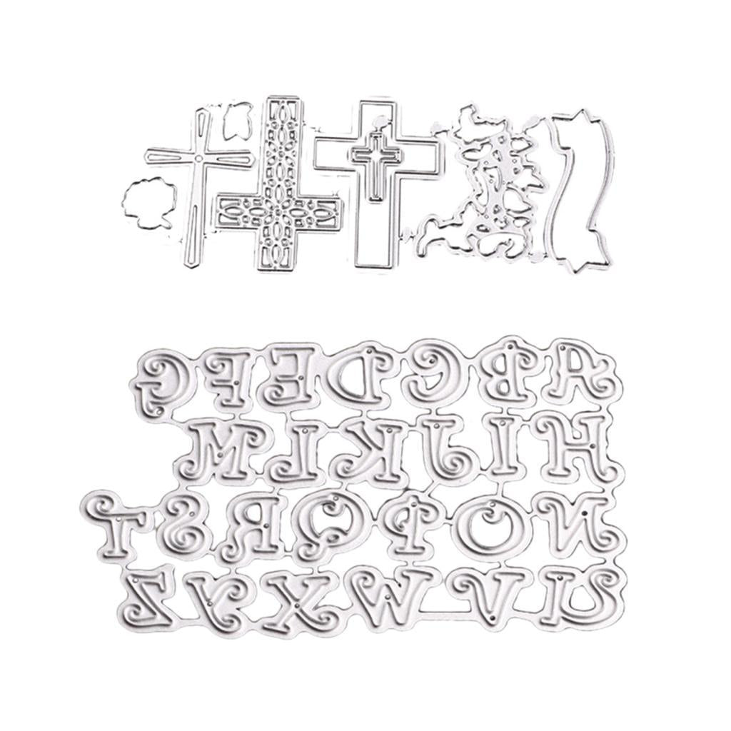1 Sets Cross Theme and 1 Set Alphabet Style Cutting Dies Embossing Stencil