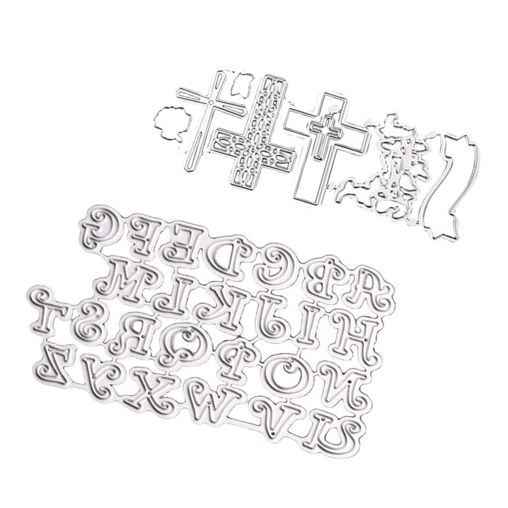 1 Sets Cross Theme and 1 Set Alphabet Style Cutting Dies Embossing Stencil
