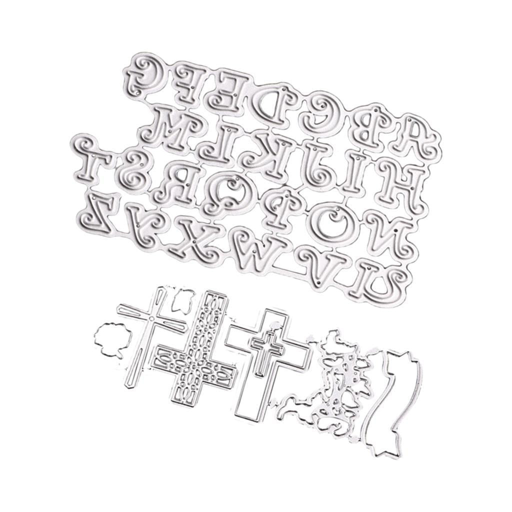 1 Sets Cross Theme and 1 Set Alphabet Style Cutting Dies Embossing Stencil