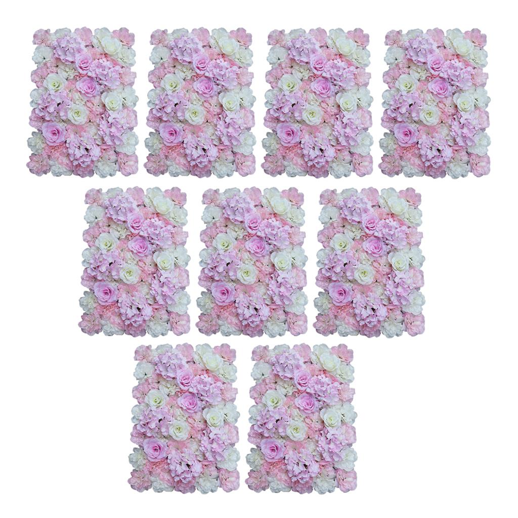 9 Pieces Artificial Flower Wall Panels Wedding Venue Decor Pink White