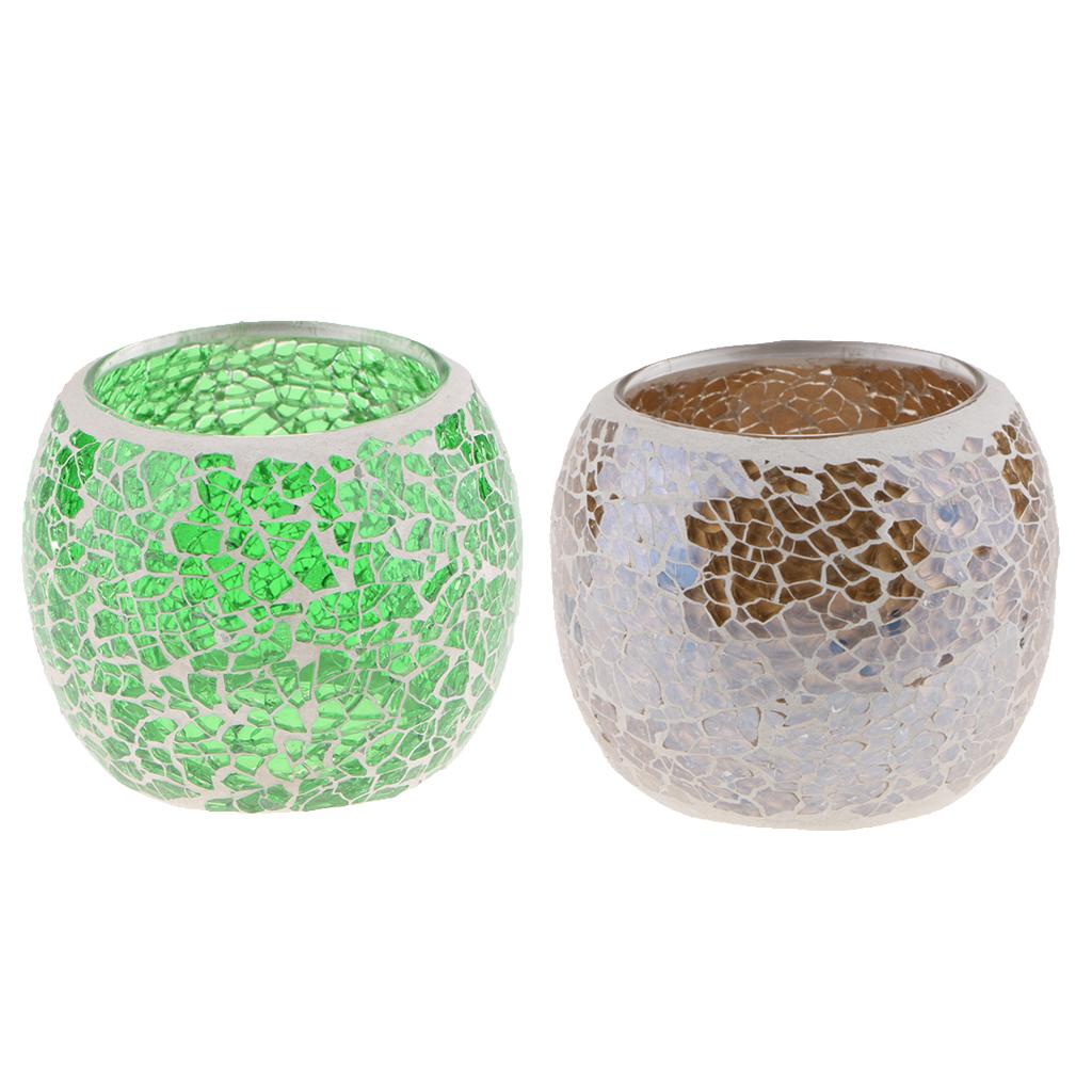 2-set Moroccan Mosaic Glass Candleholder Tea Light Candelabra Candlestick