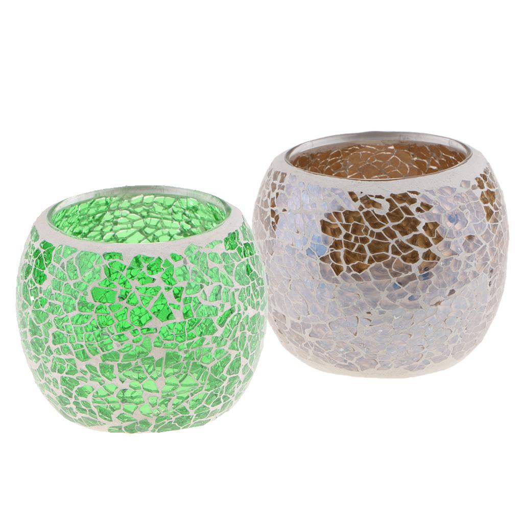 2-set Moroccan Mosaic Glass Candleholder Tea Light Candelabra Candlestick