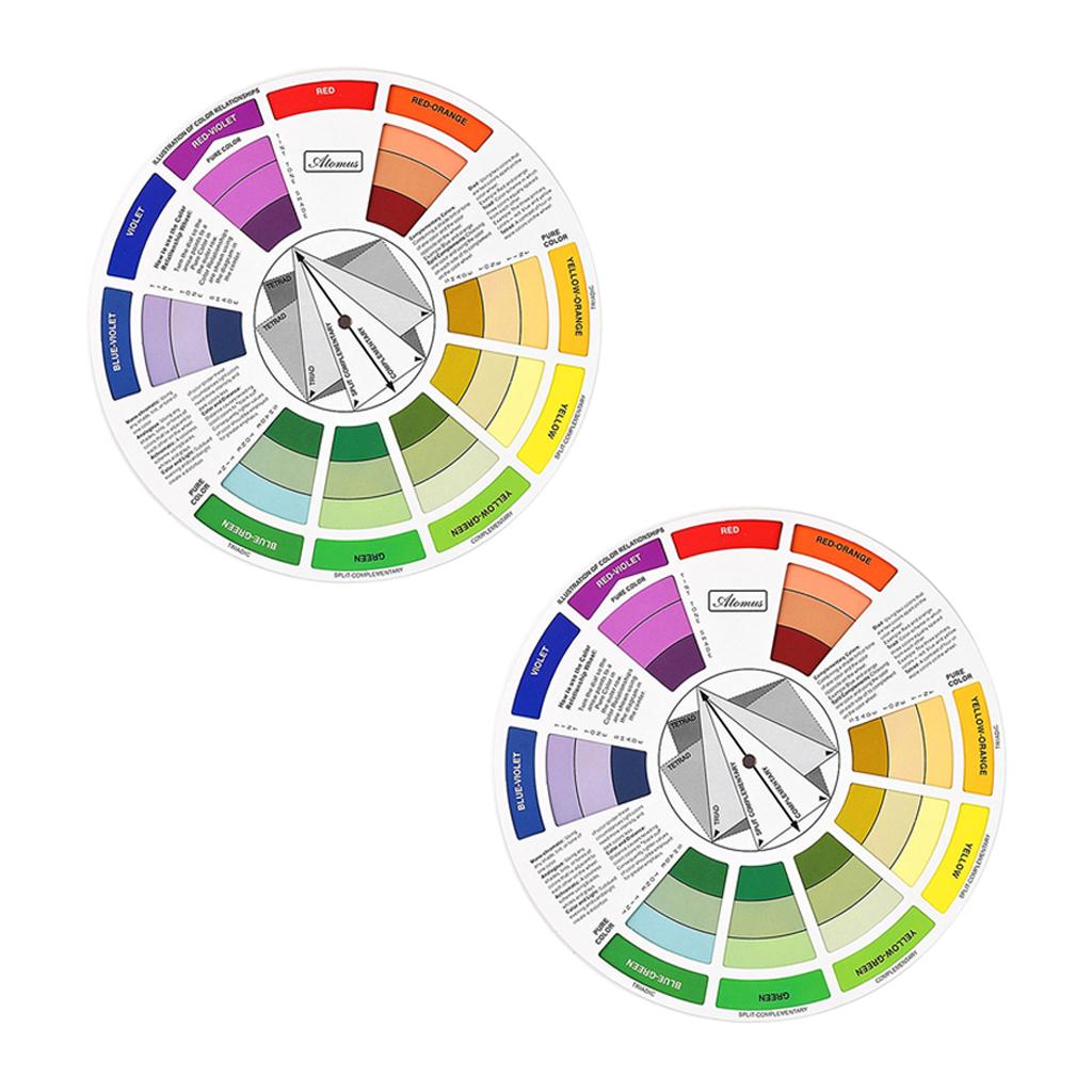2x Color Wheel Mixing Guide Paint Pigment Matching Blending Palette Chart
