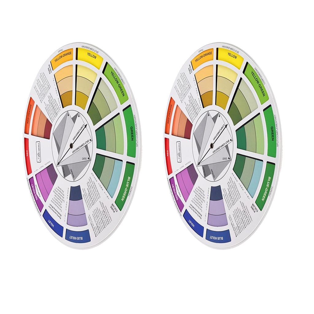 2x Color Wheel Mixing Guide Paint Pigment Matching Blending Palette Chart