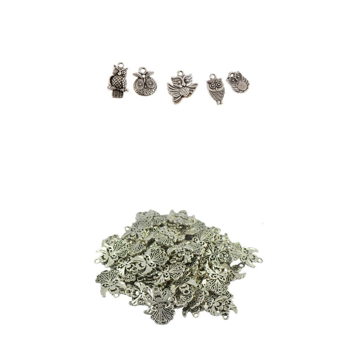 50x Tibetan Silver Angel Charms + 30x Owl Charms Jewelry DIY Crafts Decor
