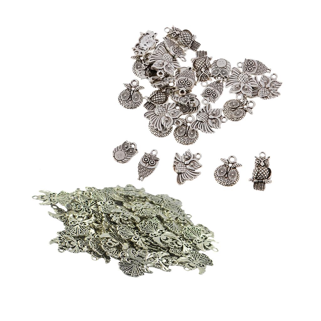 50x Tibetan Silver Angel Charms + 30x Owl Charms Jewelry DIY Crafts Decor