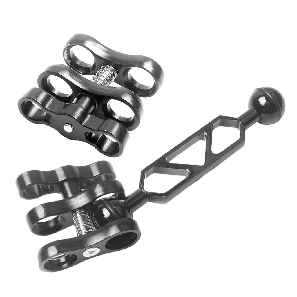 3 Pieces Diving Light Dual Ball Joint Arm Clamp Mount for Underwater Camera