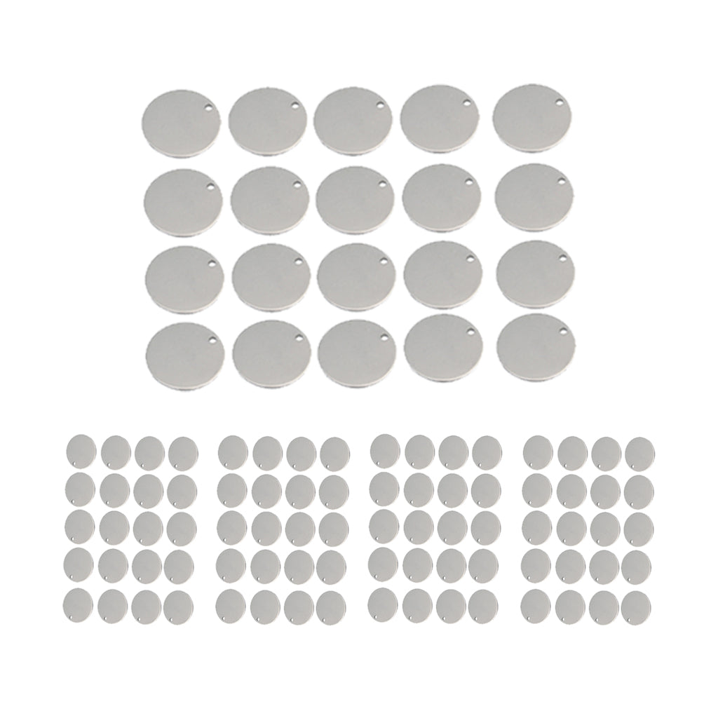 100x Round Stainless Steel Tag Findings Pet Identification label Blank 10mm